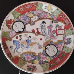 1940 Antique Chinese Famille Rose Medallion 10.5" Plate