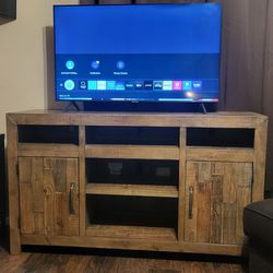 Rustic Wood TV Stand with Cabinet Doors n 50" tv.