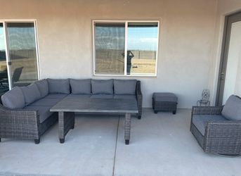 Outdoor Wicker Patio Sectional Set with Table