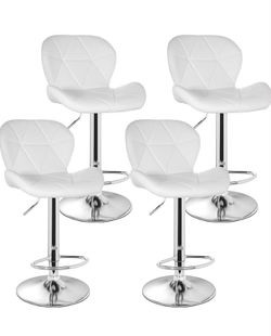 4 Modern White Bar Stools