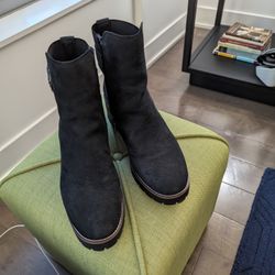 Sorel Black Suede Rain Boots