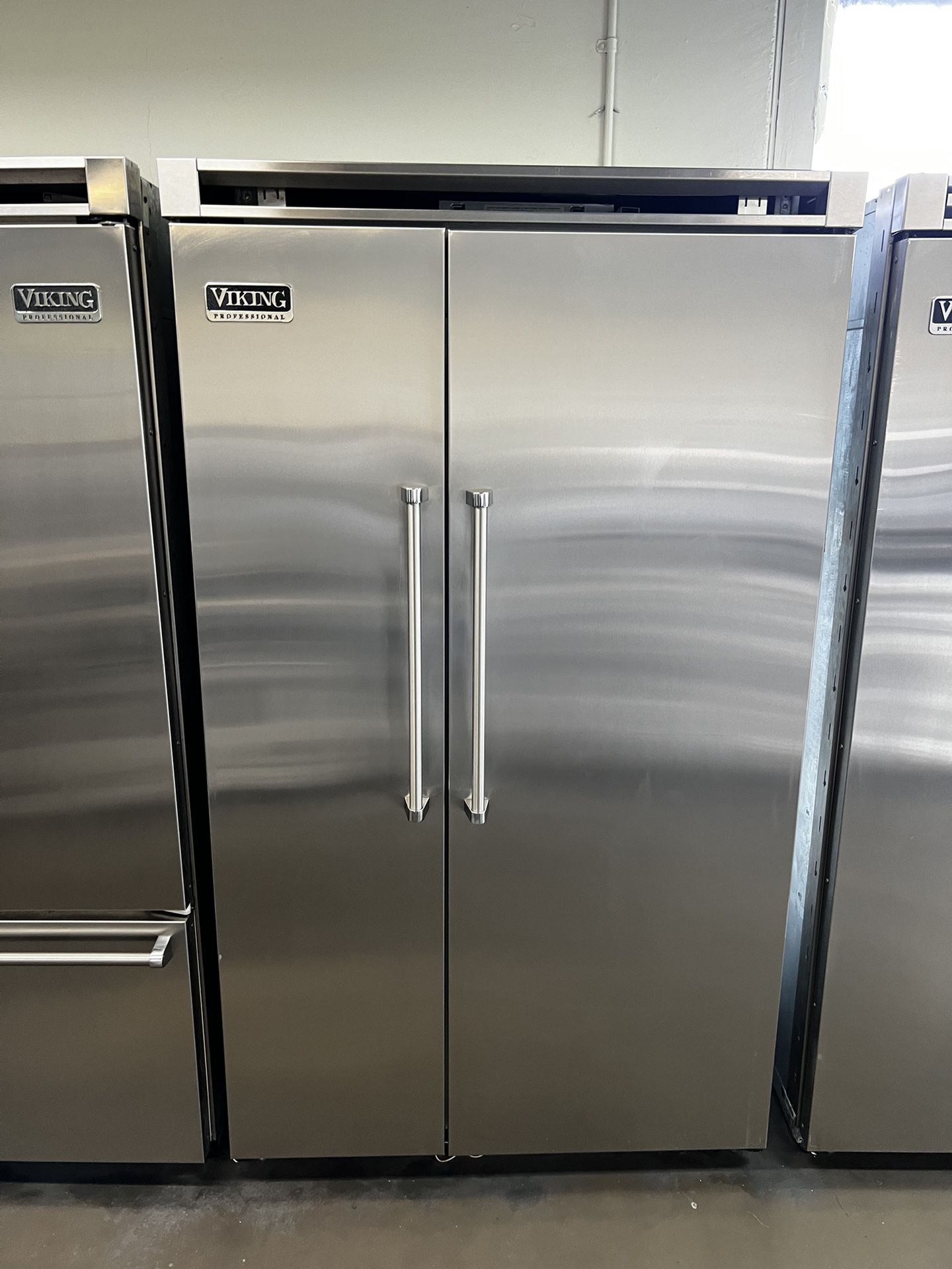 Viking 48”Wide Stainless Steel Side By Side Refrigerator Built In 