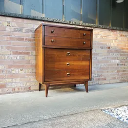 Mid Century Modern Walnut 5 Drawer Highboy Dresser Vintage