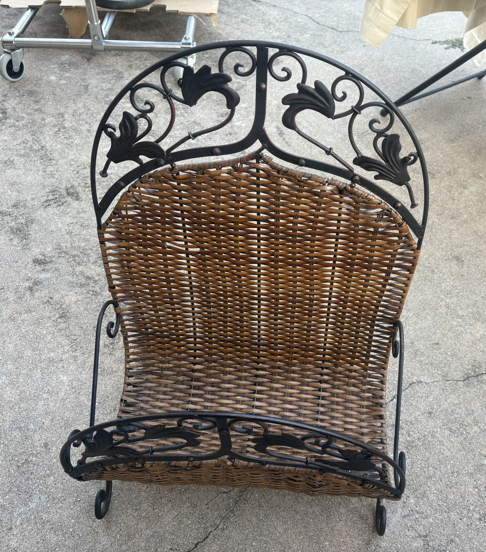 Wicker and Metal Magazine Rack