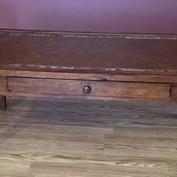 Coffee Table Top Trimmed in Stone with Large Drawer