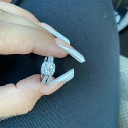 14k White Gold 2 Piece Ring 