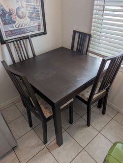 Brown Table (expandable) with Four Chairs