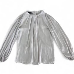 Women’s Zara gray satin blouse with buttons down the back SIZE XS