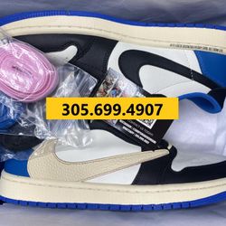 TRAVIS SCOTT FRAGMENT NIKE AIR JORDAN 1 LOW BLUE SNEAKERS SHOES MEN SIZE 7 8 8.5 9 9.5 10 11 12 A5