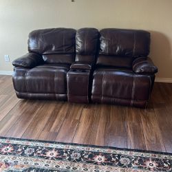 Genuine Leather Recliner Sofa