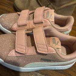 Brown Zara boots & Pink Puma’s 12.5c