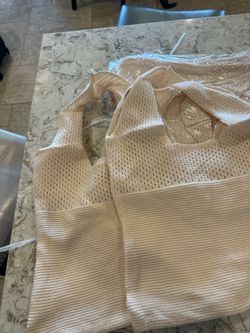 Cream crochet tote with roomy interior