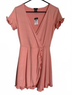Rue 21 NEW Women's Mini Dress Size Medium Peach Ruffle Coquette Girl Cottage