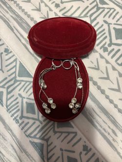 Silver Drop Earrings with Crystal Stones
