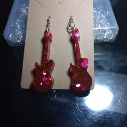 Hand Crafted Resin Guitar Earrings