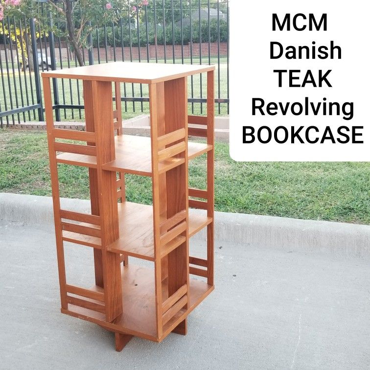 Large  Scandinavian  MCM Rotating Bookcase / Record Storage in Teak