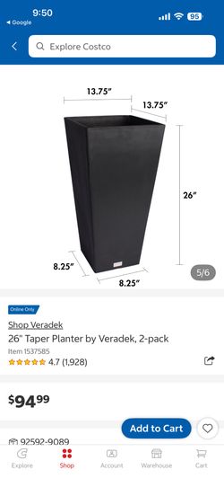 black Veradek Taper Planters 2PK