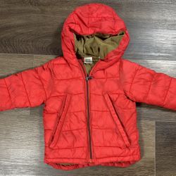 Zara Red Zip Up Puffer Hooded Jacket Kids Size 2/3
