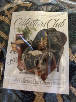 Longaberger 1999 Collector Club  46 X 67 Blue/green Blanket