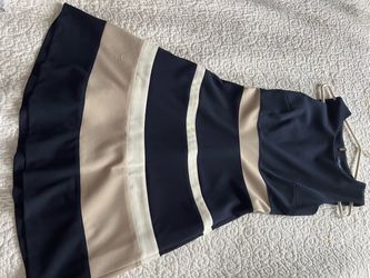 Navy and Tan Colorblock Sleeveless Dress/ size 6
