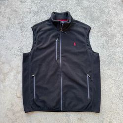 Polo Ralph Lauren Black Fleece Full Zip Vest Sz Large