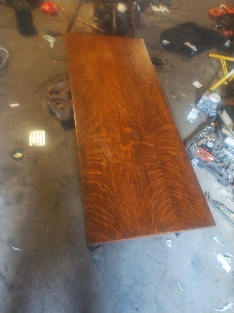 Block Oak Table Old Solid Tiger Wood .75$