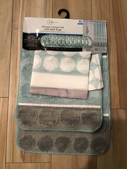 Mainstays 15-Piece Shower Curtain Set with Bath Rugs