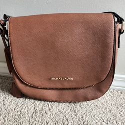 Brown vegan leather crossbody gold hardware purse bag