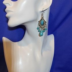 Silver & Turquoise Stone Earrings 