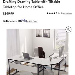 (NEW) Tribesigns Modern L-Shaped Desk with Bookshelf, 67 inch Double Corner Computer Office Desk Workstation Drafting Drawing Table with Tiltable Tabl