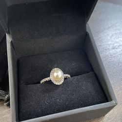 Authentic Pearl & Diamond Ring/Necklace Set