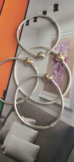 Pandora Gold Heart Bracelet sz 18 & 21