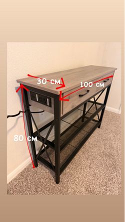 IdealHouse Console Table with 2 Drawers and Built-in Charging Station