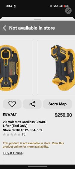 DEWALT 20V MAX Cordless GRABO Lifter – New (No Box)