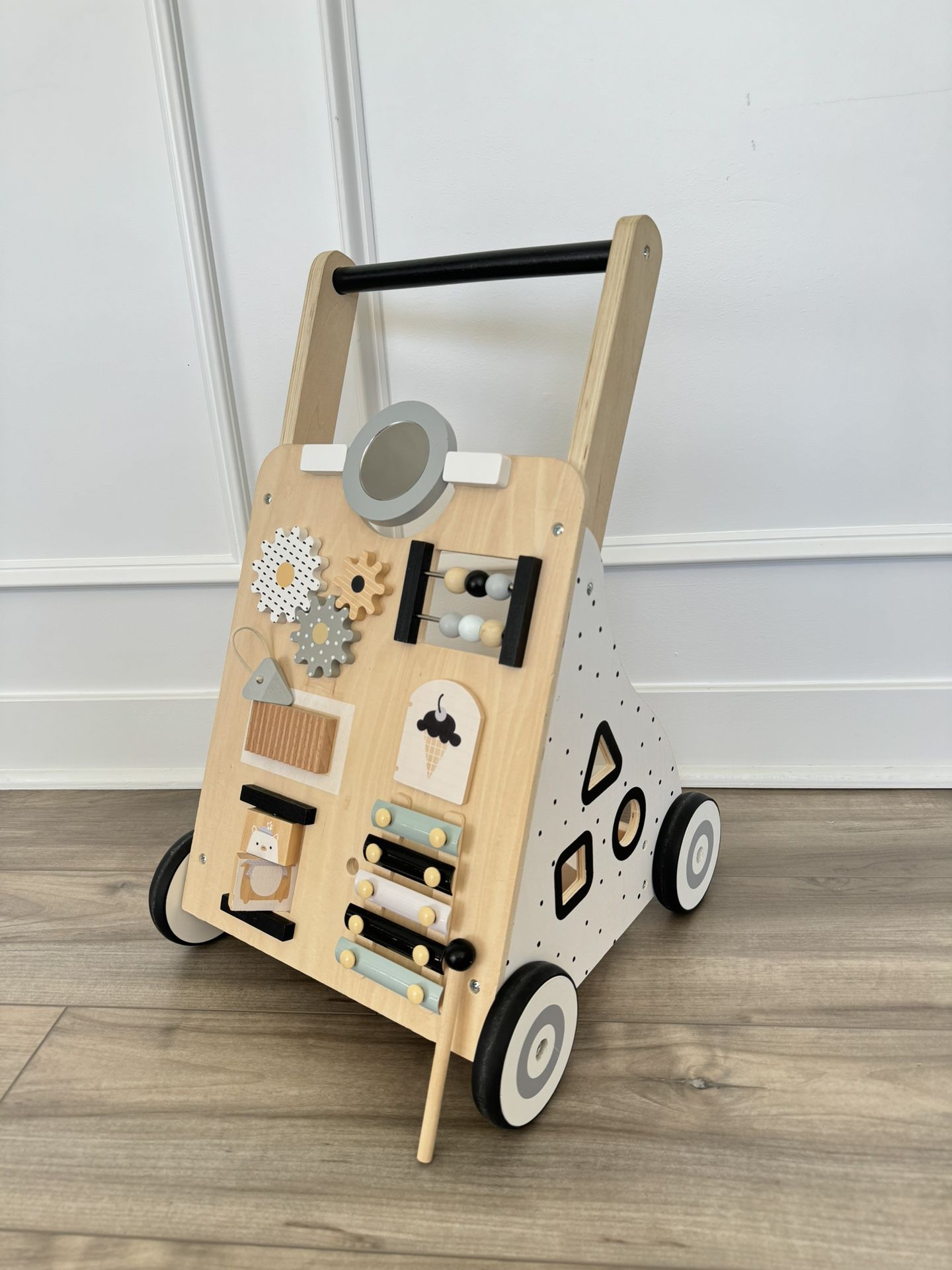 Wooden Push Walker and Activity Center