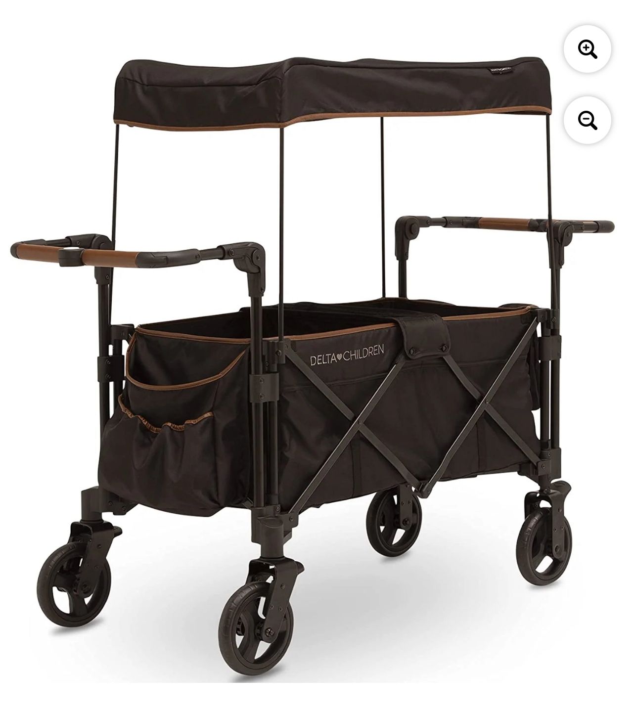 Delta Children Hercules Cochecito Carrito para 2 Niños Cochecito Carrito Versátil con Toldo, Manijas para Empujar/jalar, Portavasos y Bolsillos de Alm