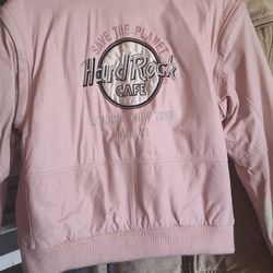 Vintage Hard Rock Cafe Pink Leather Jacket