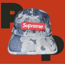 Supreme Flames Jacquard Denim Camp Cap