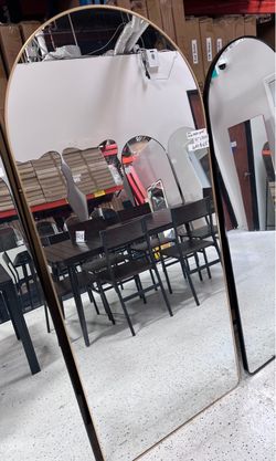 Extra Large 71” Arched Full Length Floor Mirror – Black or Gold