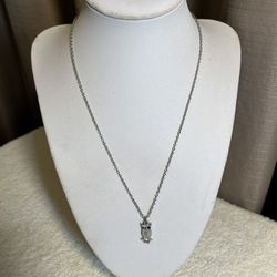 Silver Tone Chain & Owl Pendant Necklace