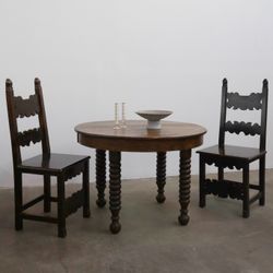 vintage french pine bobbin leg dining table