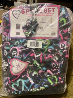 NEW Club Libby Lu 6-Piece Graffiti Hearts Backpack Set