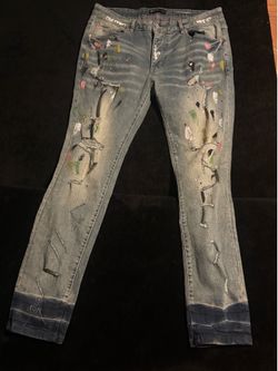 Purple jeans black tag