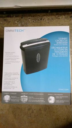 Brand new Omnitech Shredder 12 sheet cross-cut