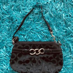 Coach Corner Zip Wristlet Silver Black Hanbag.  Barely used! Perfect condition!