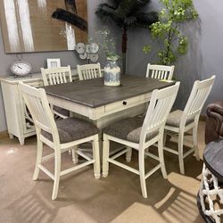 Two-Tone Counter Height Dining Room Set / 7pc