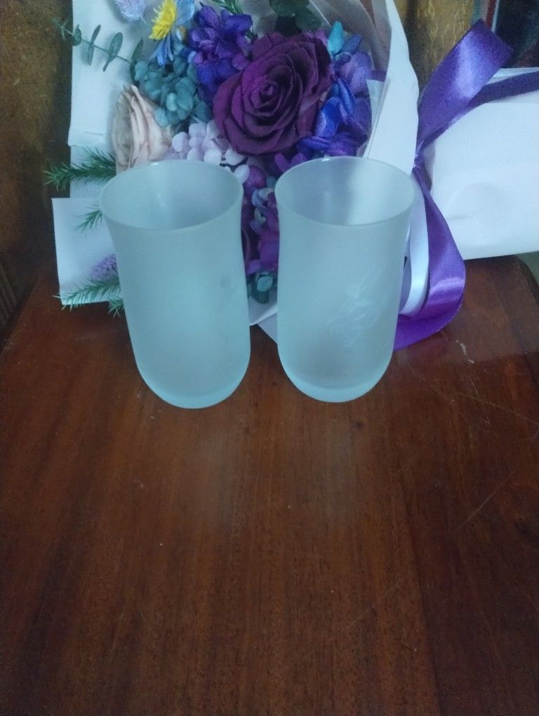 Set Of Two Frosted Remy Champagne Glasses