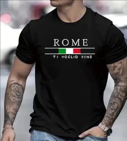 Black ROMA Casual Men's T-shirt M,L