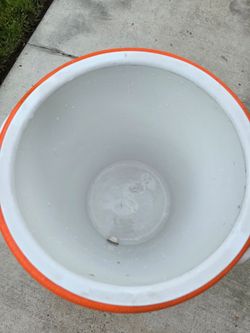 Large White and Orange Plastic Bucket
