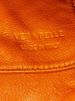 Vera Pelle Orange Leather Crossbody Bag